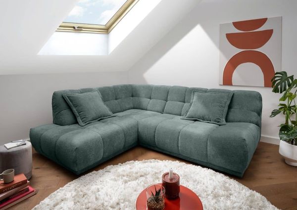 Sofa Italia von Benformato mit Ottomane und Wellenfederung