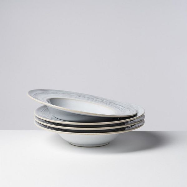 Gipfelstück Pastateller Teller Set, Tiefer See, (4 St), Scandi-Style, glänzende Reaktivglasur, jedes Stück ein Unikat
