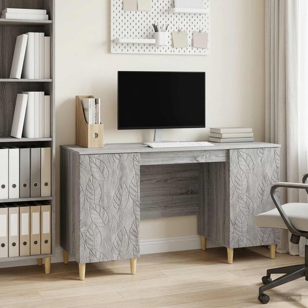 vidaXL Schreibtisch Grau Sonoma Holzwerkstoff 142,5 x 50 x 75 cm 3414618