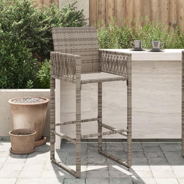 vidaXL Garten-Barhocker 2 Stk. Grau Poly Rattan 368704