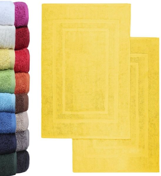 NatureMark 2er Pack Badvorleger | Premium Qualität | 100% Baumwolle | 50x80 cm | Duschvorleger Duschmatte Doppelpack | Farbe: Gelb