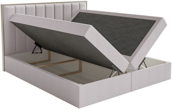 Selsey 'Togents' Boxspringbett 140x200 mit Stauraum und Topper, hydrophobe Chenille, grau Bild 4