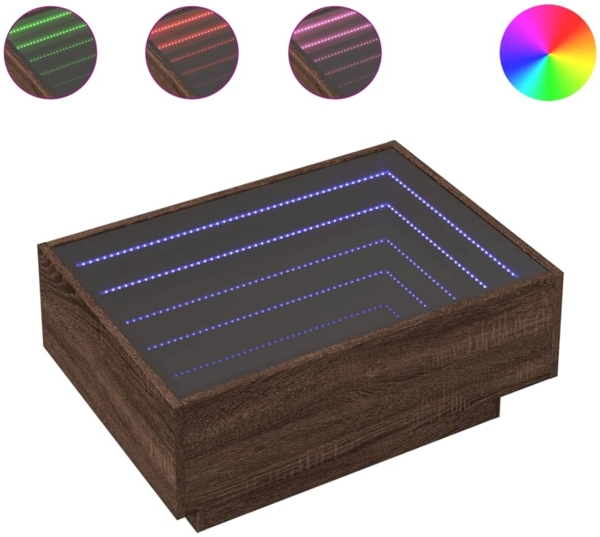 vidaXL LED-Couchtisch Braun Eichen-Optik 70x50x30 cm Holzwerkstoff 847517