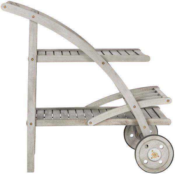 SAFAVIEH Outdoor Tea Trolley - 2 Tier, in Grey Wash and Beige