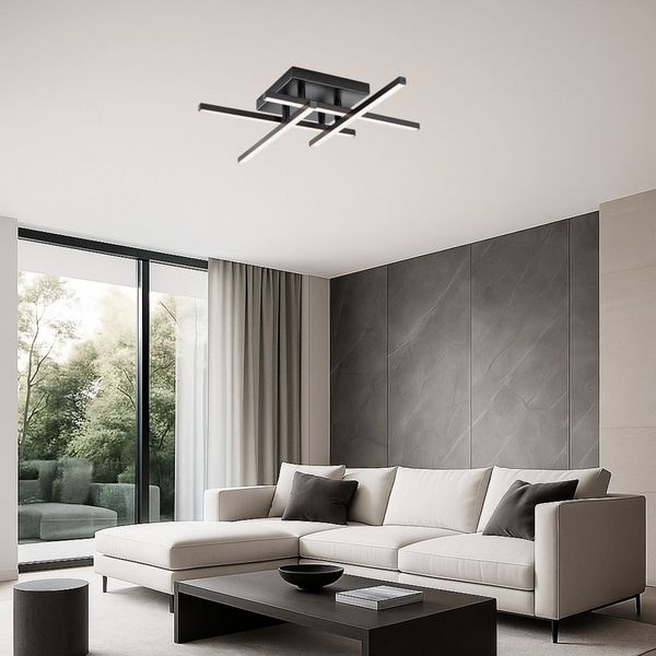 MeLiTec LED Deckenleuchte D121, warmweiß, nickel matt, aus Metall, verstellbare Arme, moderne Deckenlampe eckig