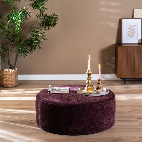 Bronx71 Hocker Elle rund Chenille lila ø100 cm