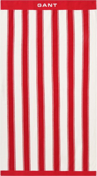 GANT Strandtuch - YACHT STRIPE BEACH TOWEL, Duschtuch, Bio-Baumwolle, Streifen Rot 100x180cm