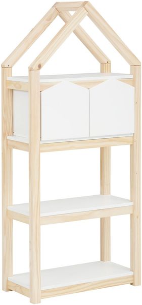Bücherregal >Valdemar< in Weiß, Teilweise Massivholz - 60x139x30cm (BxHxT)