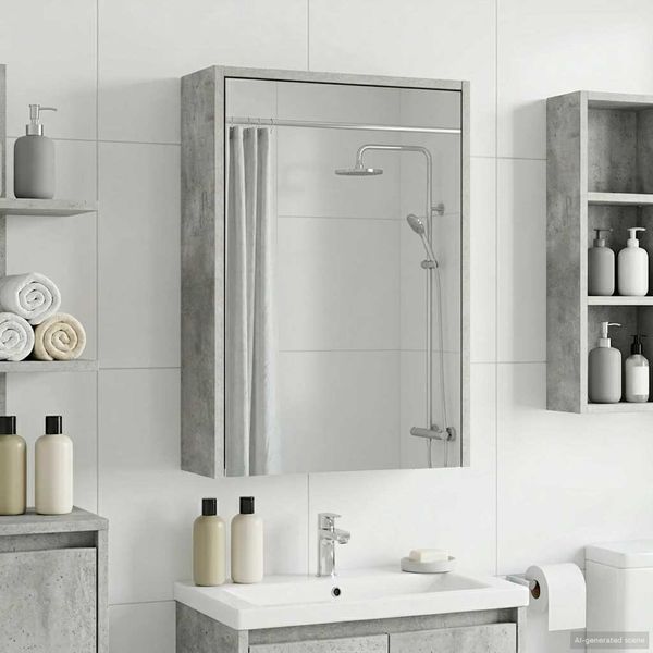 vidaXL Badezimmerspiegelschrank mit Regal Beton Grau 43 x 16 x 62.5 cm 889138