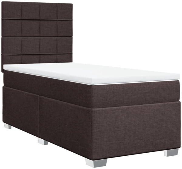 vidaXL Boxspringbett mit Matratze Dunkelbraun 90x200 cm Stoff 3290374
