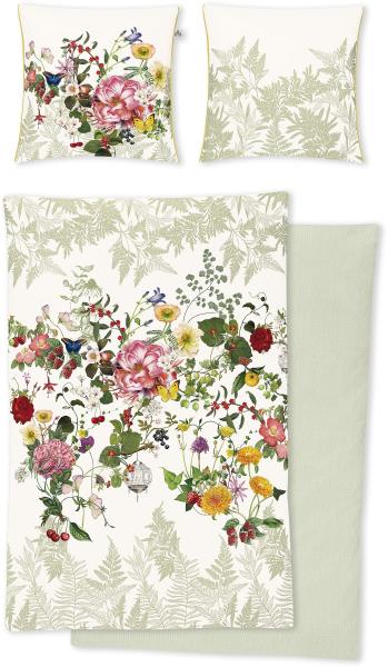 Irisette Magic Mako-Satin Bettwäsche 155x220 Sommer Beeren Blumen weiß bunt 8850-90