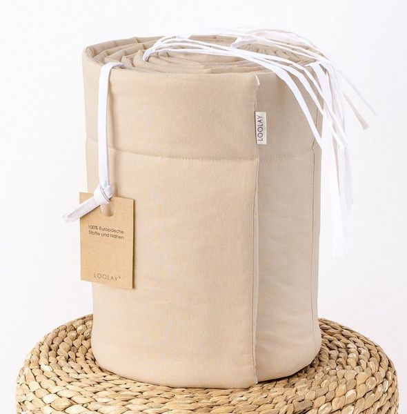 Loolay Bettnestchen BEIGE Taupe BIO-Baumwolle Atmungsaktives Babybett BETTUMRANDUNG, (420, 360, 210, 180 x 30 cm für 140x70 o 120x60 cm Bett, LUX Babyaussttatung Umrandung Kopfschutz Kantenschutz Bettschlange), LOOLAY® - 100% Europäische Stoffe und Kle...