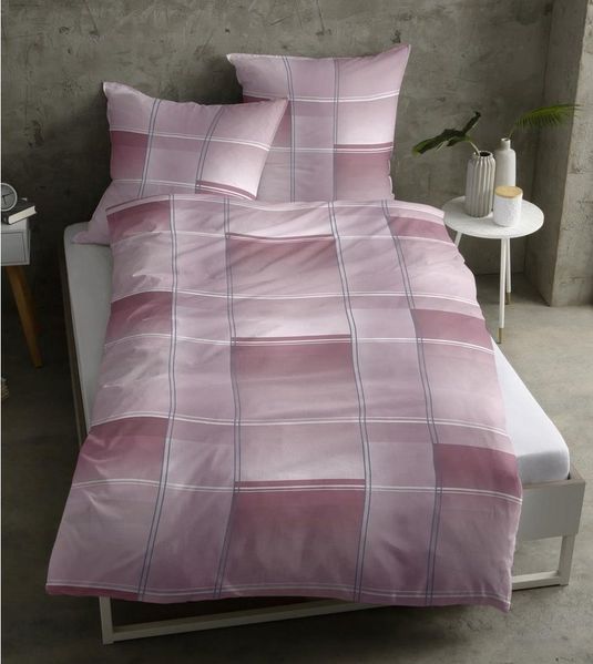 LIVING DREAMS Bettwäsche AUTUMN KARO natürlich reine Baumwolle, Satin, 2 teilig, modisch zeitloses Karo hautfreundlich Wendebettwäsche