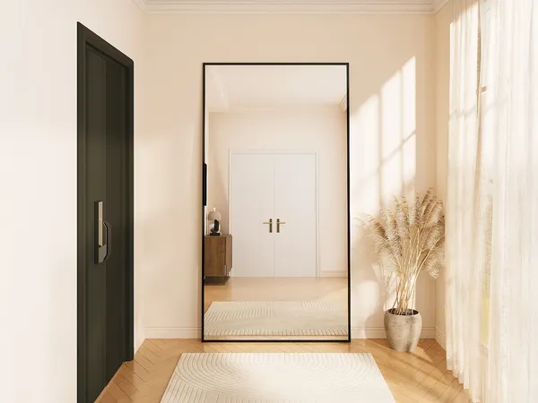 Vente-unique - NIREVA Spiegel Metall Schwarz - B 2,4 cm x H 190 cm x L 120 cm
