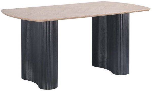 OTTO home Esstisch Bessonville, Tischplatte in Fischgrätoptik, Beine mit Rillenstruktur, Höhe 76 cm