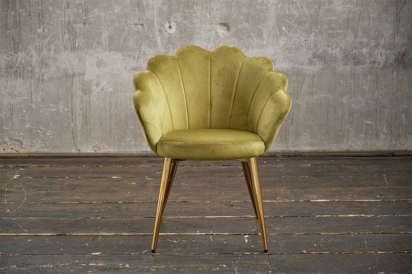 KAWOLA Stuhl CARLA Esszimmerstuhl Velvet grün Fuß gold 79 x 58 x 65 cm