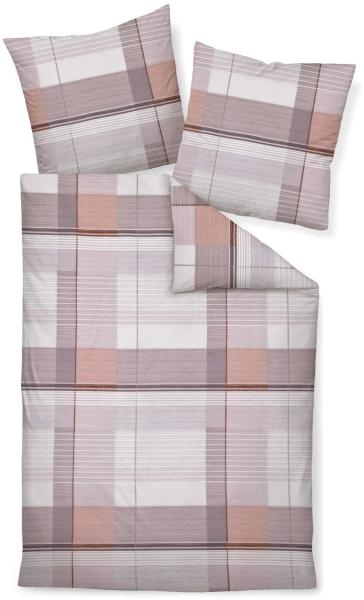 Janine Feinbiber Bettwäsche Davos 200x200 Karo rosa taupe grau 65122-05