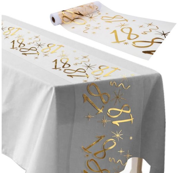 FOUORTUNATE-BEE Tischläufer Tischläufer Tischdeko Geburtstag Zuschneidbar Tischläufer Gold (Männer und Frauen für Geburtstagsparty Jubiläumsfeier, 28 cm x 10 m)