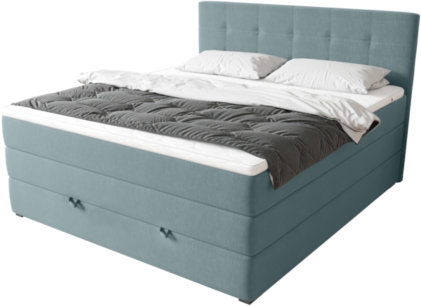 99rooms Madagaskar Boxspringbett Strukturstoff INARI Pastellblau 160x200 cm Bonell-Federung Bild 2