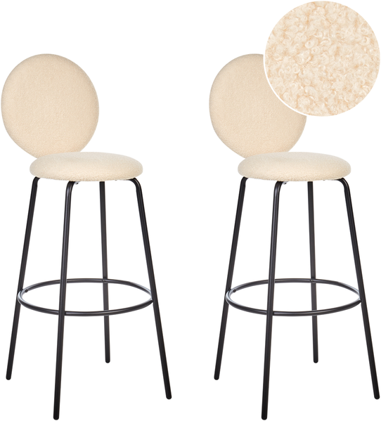Set mit 2 Barstühlen EMERY Bouclé Helles Beige