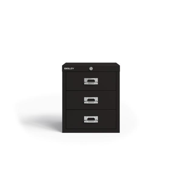 Bisley MultiDrawer™, 12er Serie, abschließbar, 3 Schubladen à H 87 mm, DIN A4, Farbe: schwarz