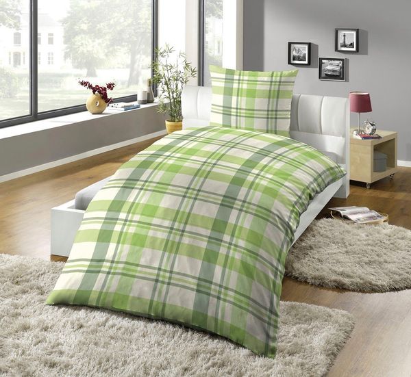 KiNZLER Bettwäsche Poly-Cotton "Emil", Polycotton, 2 teilig, kariert, bedruckt, pflegeleicht
