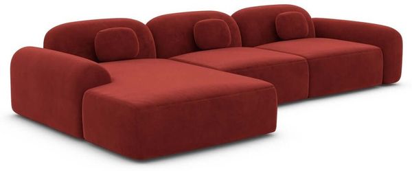 Ecksofa Barcelona L Form aus Samtstoff Kurz - Samtstoff - rot - Links