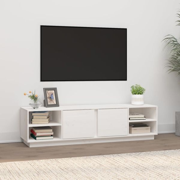 vidaXL TV-Schrank Weiß 156x40x40 cm Massivholz Kiefer 814455