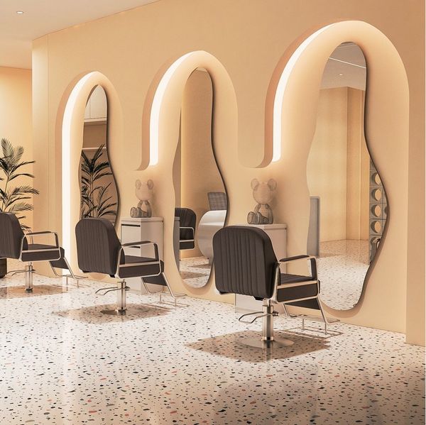 WDWRITTI Dekospiegel groß Friseurspiegel für Hairsalon Friseurladen Friseursalon 165x60cm (Ganzkörperspiegel Modern, 1-St, rahmenlos), 5mm HD Umweltfreundlicher Spiegel mit Splitterschutzfolie