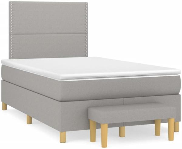 vidaXL Boxspringbett mit Matratze Hellgrau 120x190 cm Stoff 3270397