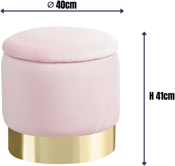 Albatros Hocker mit Stauraum Nizza Sitzhocker mit Stauraum, Modernes Design, Edler Samt-Bezug Sitztruhe Sitzbank mit Stauraum  optimal als Fußhocker Hocker Schminktisch, Rosa Bild 6