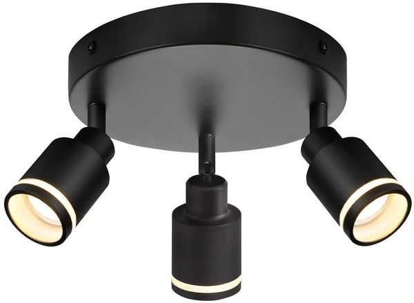 ZMH Deckenstrahler Schwarz Modern Deckenleuchte: 3 Flammig Schwenkbar Deckenspots Küchenlampe Metall Flurlampe Rund Schwarz GU10 Deckenlampe für Büro Wohnzimmer Schlafzimmer, Ohne Leuchtmittel