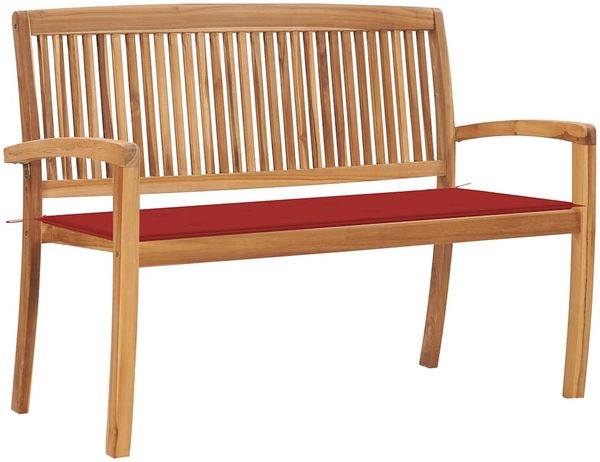 vidaXL Stapelbare Gartenbank mit Auflage 128,5 cm Massivholz Teak 3063285