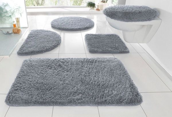 OTTO home Badematte Merida, Badvorleger, Badezimmer Teppich, Höhe 32 mm, rutschhemmend beschichtet, schnell trocknend, strapazierfähig, fußbodenheizungsgeeignet, Kunstfaser, rechteckig, Badteppich, Uni Farben, rechteckig, rund & als 2-tlg. Set erhältlich