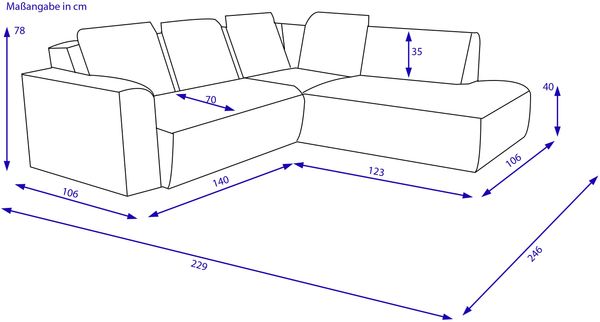 Polsterecke SANSIBAR HASLUM BB 254x227 cm Ecksofa Wohnlandschaft Eckcouch Bild 2