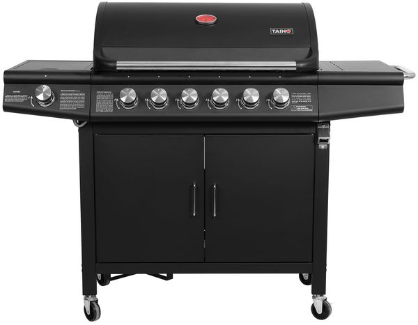 TAINO RED 6+1 Gasgrill, 6 Brenner & Seitenkocher, Edelstahl, 146 x 45 x 114 cm