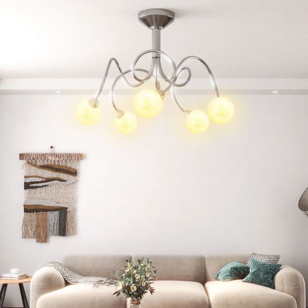 vidaXL Deckenleuchte mit Runden Glasschirmen für 5 G9 LED-Leuchtmittel 337907