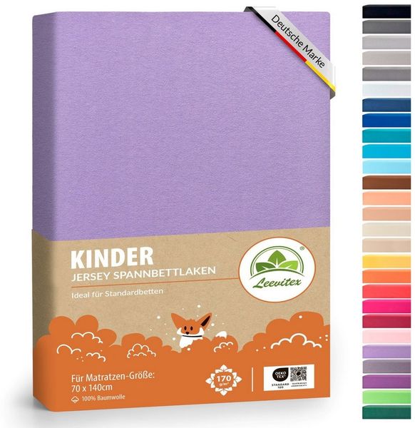 leevitex® Spannbettlaken Jersey aus 100% Baumwolle, für Kinder- & Standardmatratzen, Jersey, Gummizug: rundum, 100% Baumwolle, anschmiegsam & dehnbar, diverse Größen und Farben