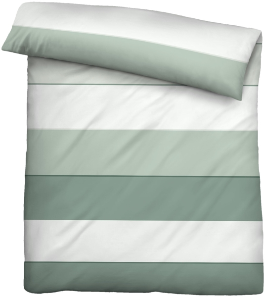 biberna Mako-Satin Bettwäsche 0615210 BLOCKSTREIFEN, salbei, 1x 155x200 cm + 1x 80x80 cm