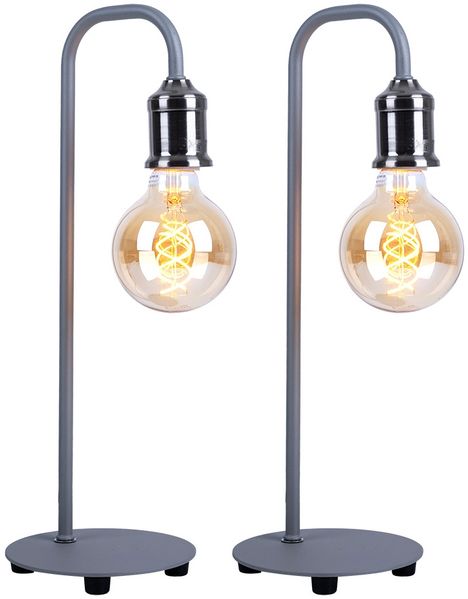 2er Set Tischlampe, nickel matt, grau, Höhe 43,8 cm