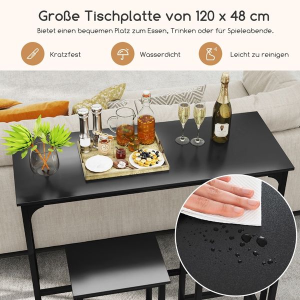 3 TLG. Esstischset mit Stehtisch & 2 Hockern Industrieller Küchentisch in Thekenhöhe Sitzgarnitur Schwarz