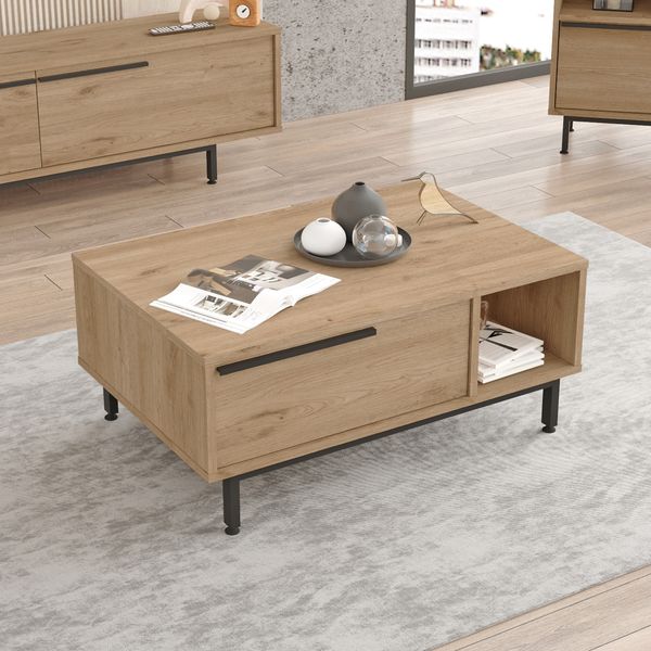 Couchtisch Majaajoå 90x60x38 cm Eichenoptik [en. casa]