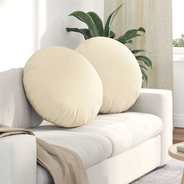 vidaXL Sitzkissen 2 pcs Creme Ø60 x 21 cm Cordstoff 42014225