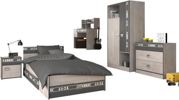 Jugendzimmer Fabric 11 von Parisot 6 teiliges Komplett Set in Esche und Grau - MD111030