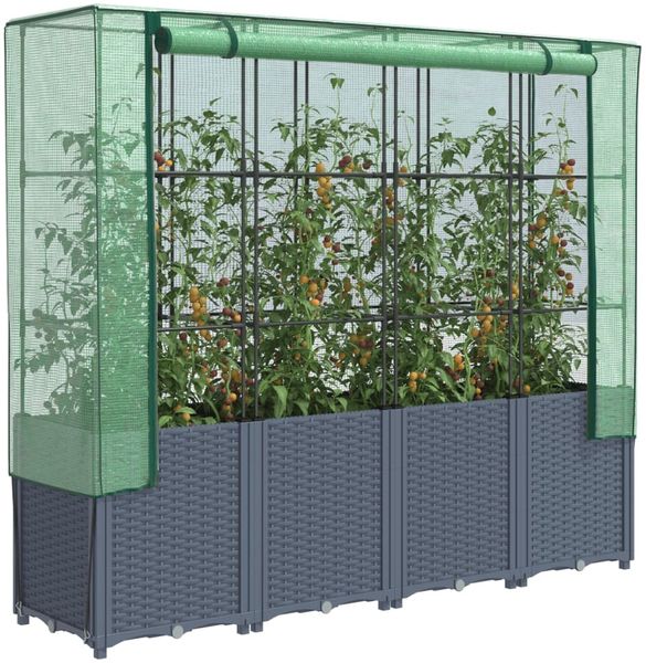 vidaXL Hochbeet mit Gewächshausabdeckung Rattanoptik 160x40x153 cm 4015831
