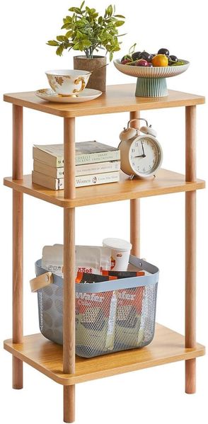 IBUYKE Holz Beistelltisch Modernes Design Weiß 3 Ebenen 39x29x68.5cm