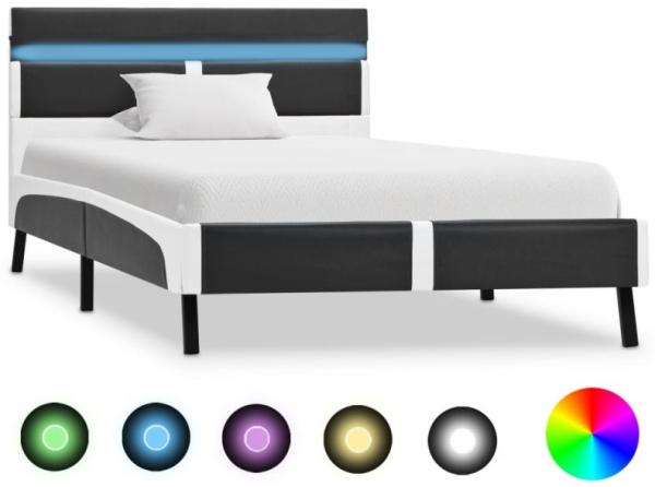 vidaXL Bettgestell mit LED Grau Kunstleder 90×200 cm, Mit Beleuchtung [280307]