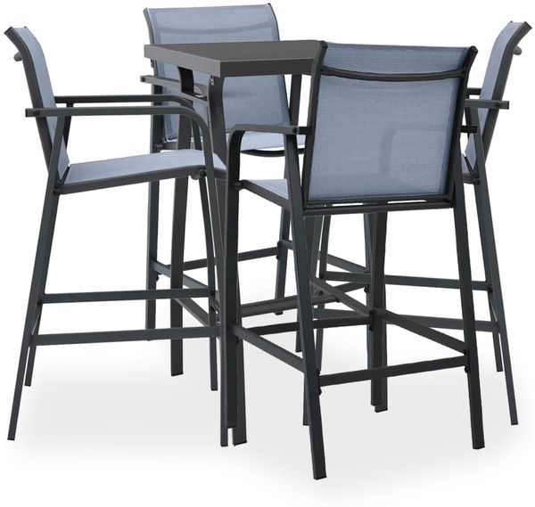vidaXL 5-tlg. Gartenbar-Set Schwarz und Grau 3073575