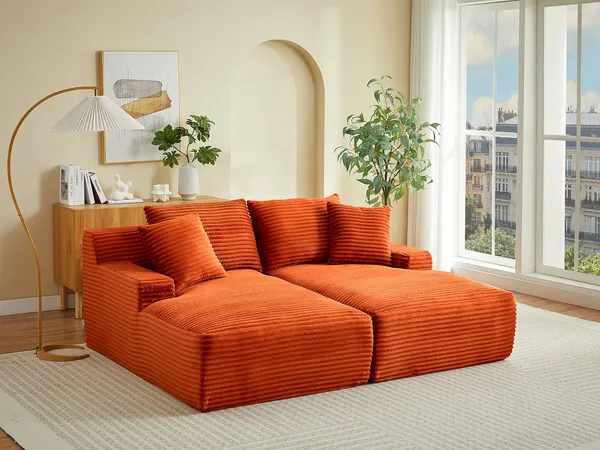 Vente-unique - DONILIA Sofa Samt Rot - B 160 cm x H 72 cm x L 200 cm