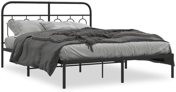 Doppelbett, Bettgestell Modernen mit Kopfteil Metall Schwarz 140x200 cm d512e